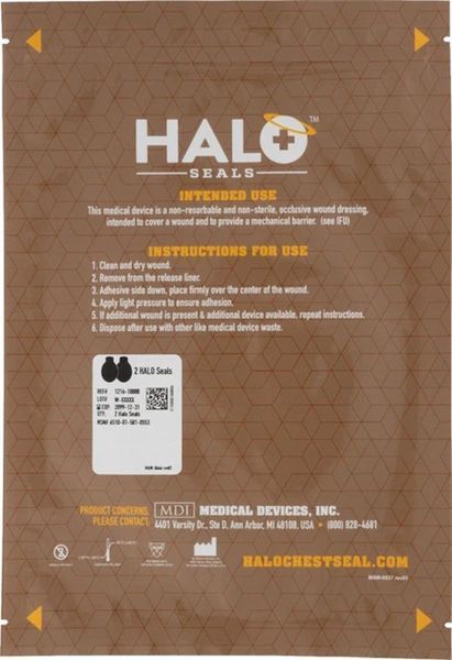 Оклюзійна повʼязка HALO Chest Seal Vent (2 шт.) 689-368 фото