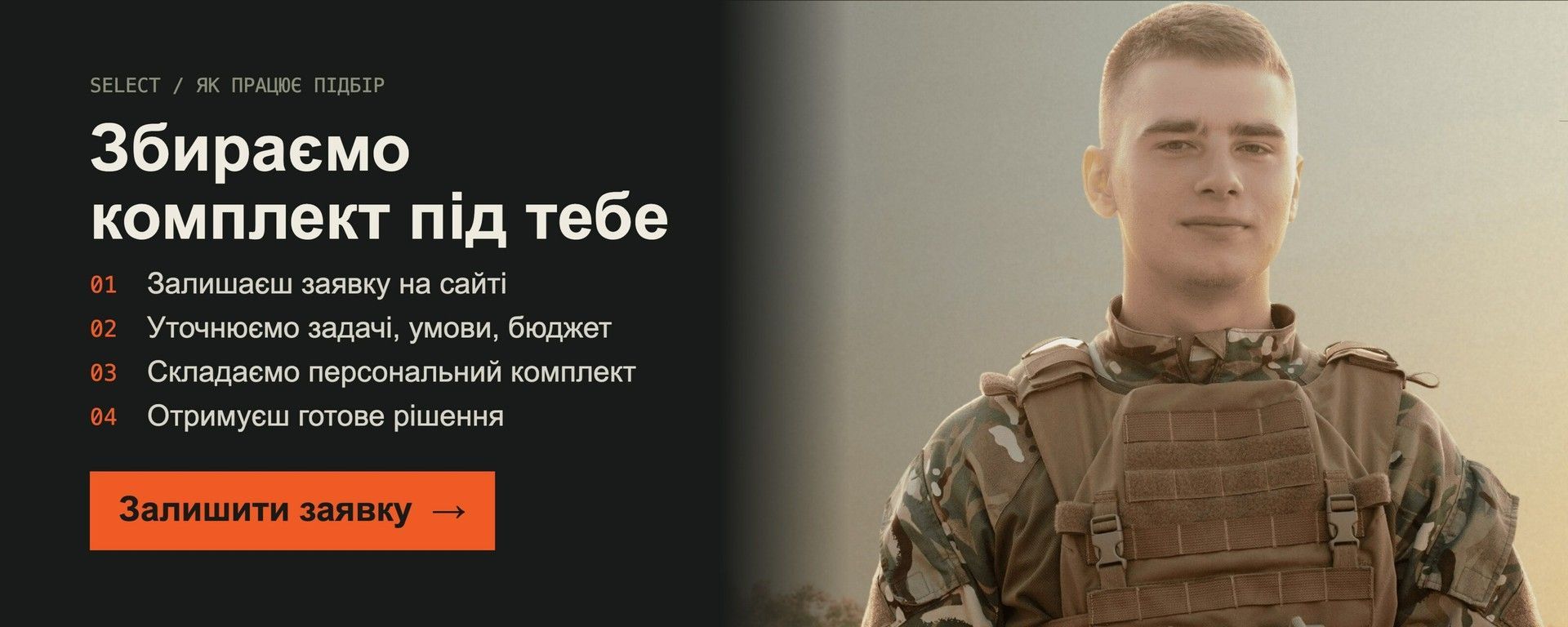 Індивідуальний підбір спорядження: заявка, уточнення задач, персональний комплект, готове рішення