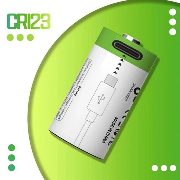 Акумулятор Pujimax CR123A (16340) 3.7V 700 мА&middot;год USB Type-C, Green 893-b4i фото